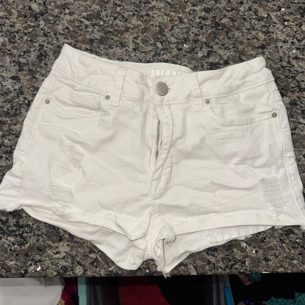 Miami White Ripped Jean Shorts